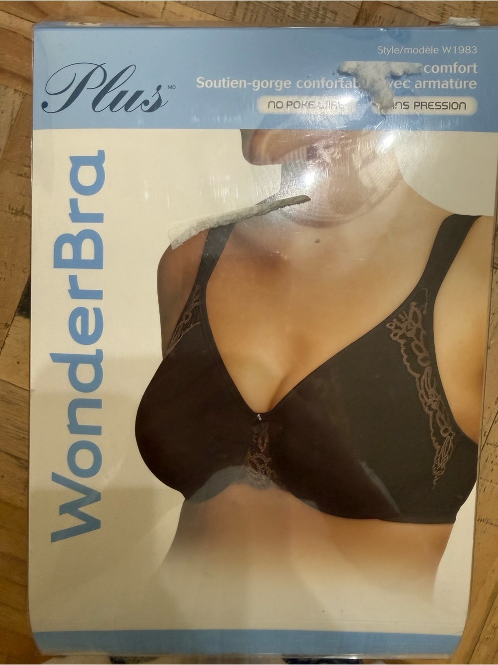 WonderBra Plus No Poke Underwire Full Figure Comfort Bra W1983 Black
